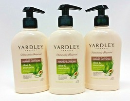 3 X Yardley London Premium Hand Lotion w/ Pump Aloe &amp; Avocado, 7.5 Oz Brand New - £25.90 GBP