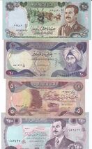 IRAQ, Set of 4 Different, 250, 25, 10, 5 Dinars Banknote, Old Issue, Rare - $14.01