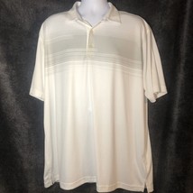 Greg Norman ML75 Play Dry Men&#39;s XL Golf Shirt Polo Performance White Gray Stripe - £9.34 GBP