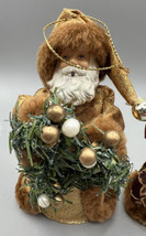 Santa Claus Fur Trimmed Gold Coat Wreath Bulbs  China 7&quot; Vintage - £7.59 GBP
