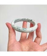 Natural Jade Bangle 61mm Green and White Moss in Snow Bangle - $285.00