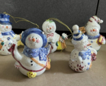 lot of 5 Beautiful Glosy Ceramic Snowman Christmas Tree Ornaments lot 4-... - $24.70