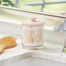 Small Modern Apothecary Storage Organizer Canister Jars - Clear/Light Pink - £31.16 GBP