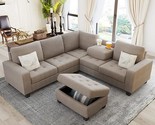 Merax L-Shape Couch Saving with Storage Ottoman &amp; Cup Holders Design for... - $1,454.99