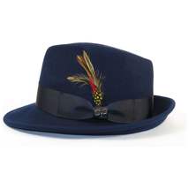 Men BENTLY HEADWEAR Hat Australian Wool Pinch Front Fedora Hudson HU422 Navy image 3