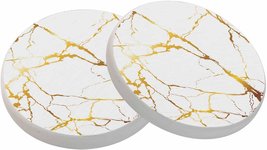 Ofloral Gold Texture Coasters for Drinks Absorbent Set of 2 Marble Modern Simple - £10.79 GBP