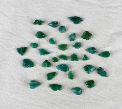 Natural Emerald Carved Leaves Lot 30 Pc 44.40 Ct Loose Gemstone Designing Jewels - £620.82 GBP