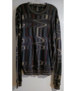 JHANE BARNES MEN&#39;S MED SILK BLEND CREWNECK GEOMETRIC ABSTRACT SWEATER - $1,774.78 MXN