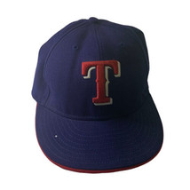 Rare New Era 59fifty Texas Rangers SZ 7 Fitted Hat Genuine Merchandise Blue GUC - $32.74