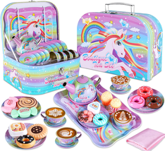 Toy Unicorn Tea Set for Little Girls, Princess Tea Party Play Toy Kids Afternoo - £23.43 GBP