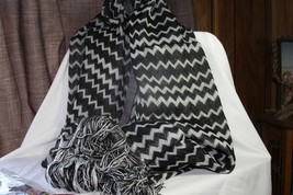 Wild Spirit Scarf (New) Fair Trade Scarf - Black &amp; White - Handmade 36&quot;L X 12&quot; W - £22.30 GBP