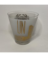 Vintage United Nations Rocks Glass Frosted With Gold Design, Logo &amp; Buil... - $387.70 MXN