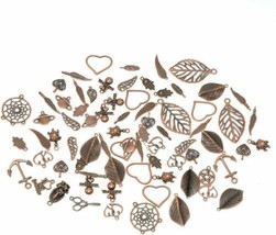 10 Assorted Charms Antique Copper Tone Mixed Pendants Jewelry Making Supplies - £3.26 GBP
