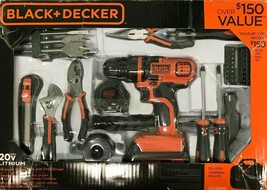 Black &amp; Decker - LDX120P - Drill Driver 68 Pcs. Kit 20 Volt Lithium Ion ... - $119.95