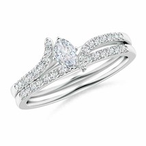 ANGARA Marquise Diamond Bypass Bridal Set with Accents in 14K Solid Gold - £2,151.40 GBP