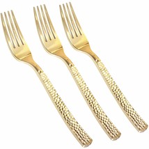 300Pcs Gold Plastic Forks,Disposable Hammered Forks,Premium Heavyweight Silverwa - £57.53 GBP
