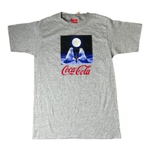 Coca Cola Polar Bears “Moon Gaze”  Graphic SMALL Men&#39;s Gray T-Shirt NWT VTG - $14.99
