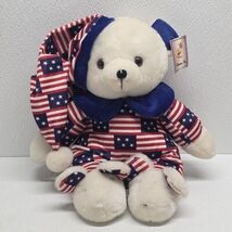 Vintage Shalom Patriotic Bear Pajamas Plush &amp; Bunny Slippers Red White &amp;... - $49.40