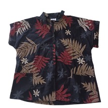Hawaiian Womens Large Scrub Top Shirt Hawaii Flower Palm Leaf Tree Nurse - £11.62 GBP