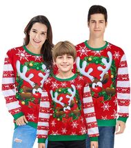 UNIFACO Womens Ugly Christmas Elk Sweatshirt Long Sleeve Crew Neck - $206.97 MXN UNIFACO Womens Ugly Christmas Elk Sweatshirt Long Sleeve Crew Neck - $206.97 MXN