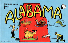 Alabama Large Letter Greetings  Linen Vintage Postcard (B10) - £4.38 GBP