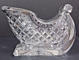 Clear Cut Glass Christmas Sleigh for Nuts Mints Heavy  7&quot; x 4 1/4&quot; x 4 1/2&quot; - £10.38 GBP