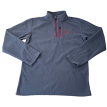 Spyder Boys Fleece Jacket Grayish Blue Long Sleeve 1/4 Zip Pullover Shirt Logo L - £21.35 GBP