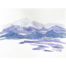 Blue Serenity - Original Wall Art Watercolor Painting Matted Frame Ready 8”x10” - £38.54 GBP