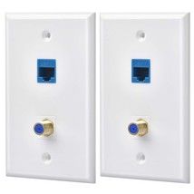 2 Packs Ethernet Coax Wall Plate Outlet With 1 Cat6 Keystone Port And 1 ... - £14.93 GBP