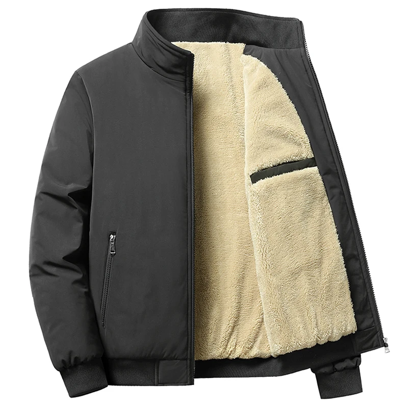 Plus Size 7XL 8XL Winter Bomber Jacket Men Casual Streetwear Thick Warm Lamb Fle - £162.54 GBP