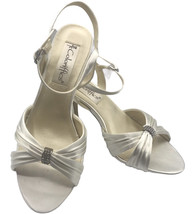 Coloriffics Tori Women&#39;s Dyeable Shoes White Satin Sandal Heels Rhinestone - £33.55 GBP
