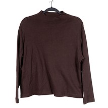 Westbound Petites Mock Turtleneck Shirt PL Womens VTG Brown Cotton USA - $15.70