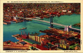 Delaware River Bridge Camden New Jersey NJ UNP Linen Postcard A6 - £3.85 GBP