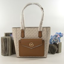 Michael Kors Joey Vanilla Monogram Acorn Leather Pocket Travel Tote NWT - £145.98 GBP