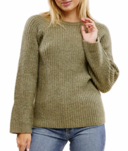 Fever Women&#39;s Plus Size XXL Green Bell Sleeve Ribbed Sweater NWT - £15.08 GBP