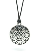 Triple Moon Mandala Necklace Pendant Spiritual Amulet Tantric Tie Cord UK - £4.89 GBP