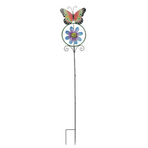 55 Inch Butterfly Flower Kinetic Wind Spinner Garden Stake Yard Decor Pinwheel - £25.62 GBP