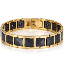 Gold Plated Elegant Stainless Steel Ceramic Health Magnetic Therapy Bracelet for - £26.67 GBP