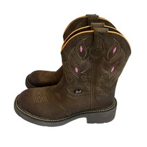 Justin Gypsy Gemma 8&quot; Western Boot Round Toe Brown Embroidered Rodeo Siz... - $75.00