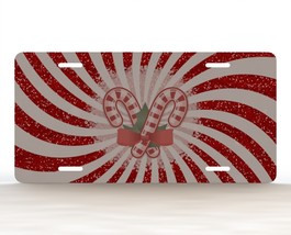 Christmas, Swirl and Candy Canes Crossed Novelty Car License Plate - $294.32 MXN