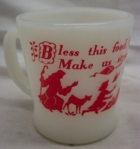 VINTAGE Anchor Hocking Fire King &quot;Bless this food O Lord...&quot; MILK GLASS ... - £23.44 GBP