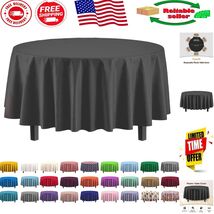6-Pack Premium Black Plastic Tablecloths, 84in Round - Elegant Dining So... - $350.61 MXN