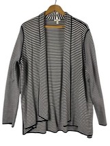 Talbots 2X Cardigan Open Front Knit Black &amp; White Stripe Sweater Pinstripe - £58.18 GBP