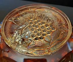 CARNIVAL GLASS IRIDESCENT MARIGOLD BOWL WITH GRAPE PATTERN image 4
