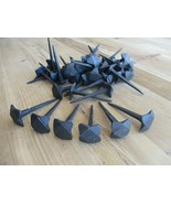 50 NAILS COAT HOOKS HAND FORGED 1&quot; BLACK 3&quot; LONG TACK CRAFT ANGLED HOOK - £47.18 GBP