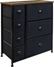 Sorbus Dresser With Drawers - Furniture Storage Tower Unit For, Wood Top, Black - £68.40 GBP