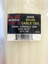 Morris Products 20096 Nylon Cable Ties, 28.75&quot;L, 0.5&quot;w ~ 250lbs Tensile ... - £43.82 GBP