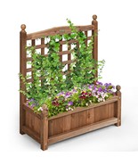 Solid Wood Planter Box with Trellis Weather-resistant Outdoor - Color: B... - £88.19 GBP