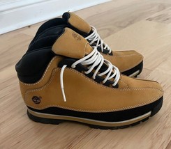 Timberland Boots Euro Dub Size 6 Mens Wheat Tan Black Suede Leather Hiking - £51.52 GBP