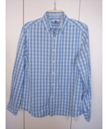 GAP OXFORD MEN&#39;S LS BLUE/WHITE PLAID COTTON BUTTON-DOWN SHIRT-M-BARELY WORN - $15.33 CAD